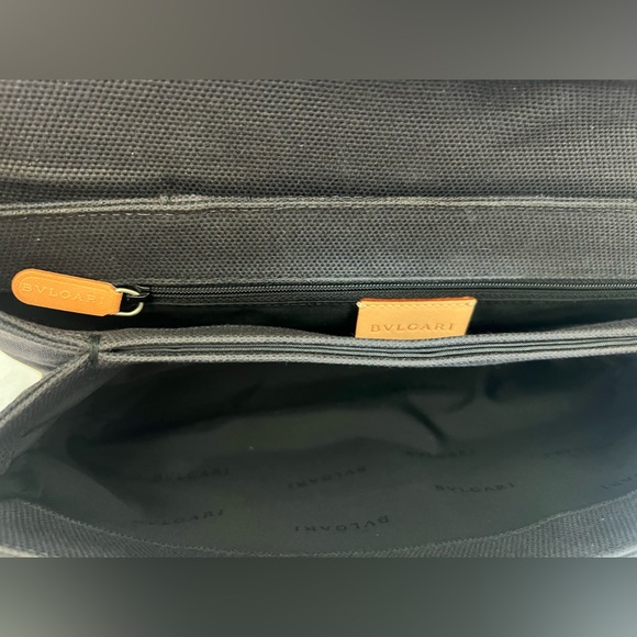 BVLGARI Leather & Canvas Shoulder Bag/ Handbag. Authentic - Picture 5 of 15